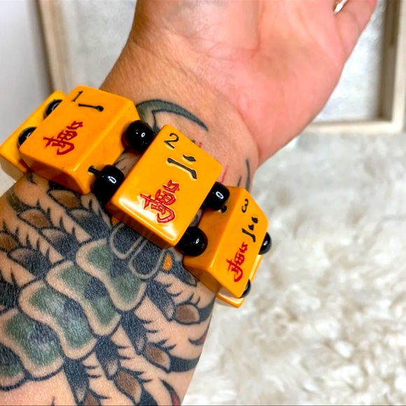 Bakelite Mahjong Pieces Bracelet Vintage - Picture 4 of 7